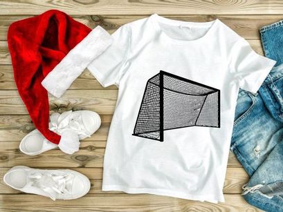 Soccer goal net with black frame and white mesh