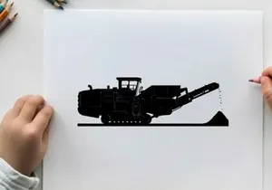 Silhouette of a large industrial crusher machine