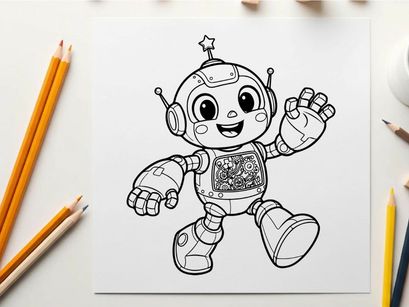 Friendly robot waving hand vector illustration flat design