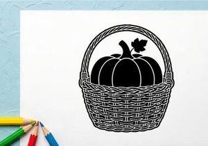 Labu dalam Keranjang untuk Panen Musim Gugur dan Dekorasi Musim Gugur