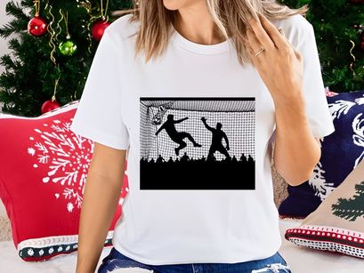 Soccer goalkeepers in action during a critical moment in a match