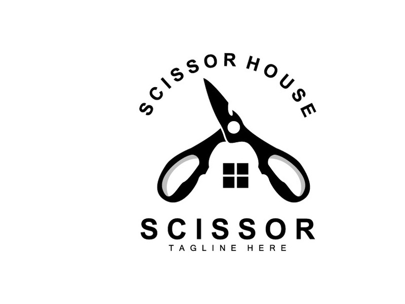 Scissors Logo Design, Barbershop Shaver Vector, Babershop Scissors Brand Illustration