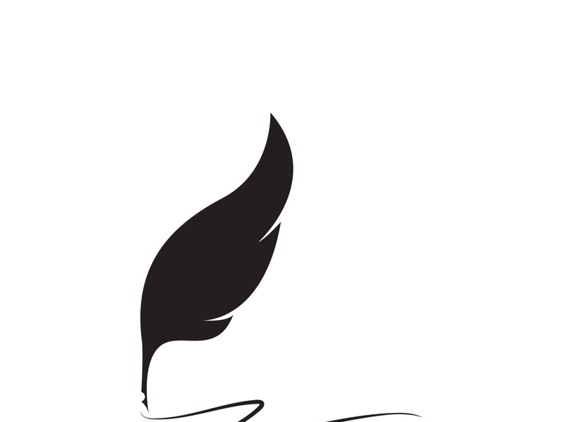 Feather quill design icon and logo illustration classic stationery