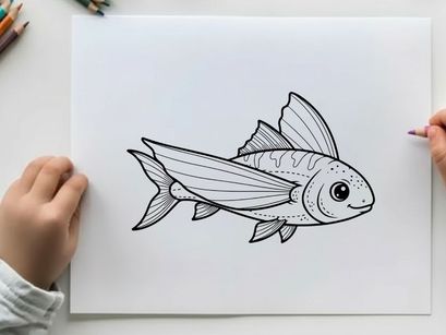 Cute fish swimming underwater vector illustration flat design