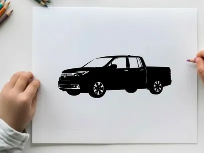 Silhouette of a pickup truck with a crew cab silhouette