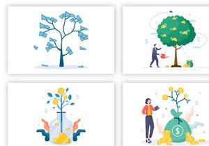 16 Money Tree Investment Financial Illustration