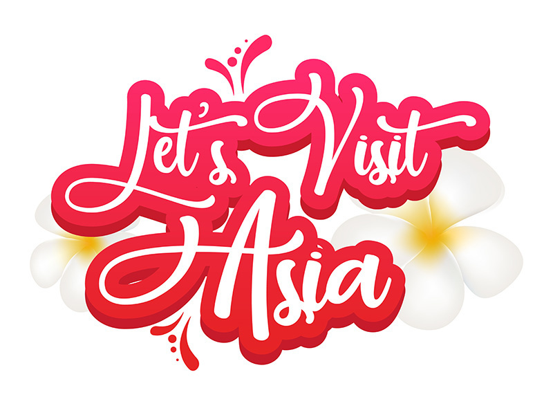 Let's visit Asia flat poster vector template