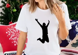 Silhouette man jumping high triumph success freedom achievement