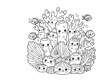 Cute sea creatures underwater vector illustration flat design preview picture