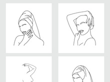 Beauty Woman Line Art, Wall Decoration