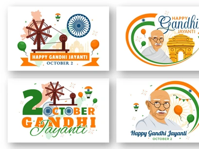 9 Happy Gandhi Jayanti Day Illustration