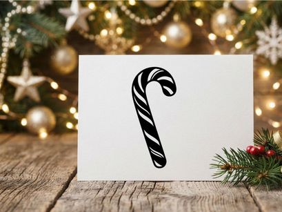 Black and white candy cane icon isolated on white background for Christmas design