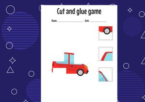 12 Pages Cut and glue game for kids. Cutting practice for preschoolers. Education paper game for children