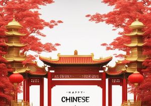 PSD 3d rendaring realistic chinese new year background bundles