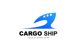 Cargo Ship Logo, Fast Cargo Ship Vector