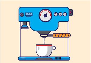 Flat design coffee machine in Adobe illustrator