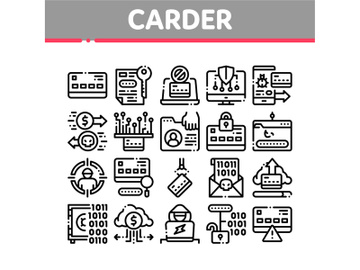 Carder Hacker Collection Elements Icons Set Vector preview picture