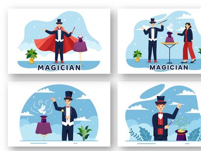 12 Magician Illusionist Illustration