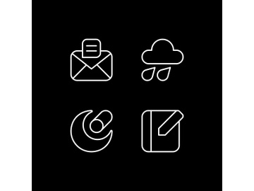 Mobile interface white linear icons set for dark theme preview picture