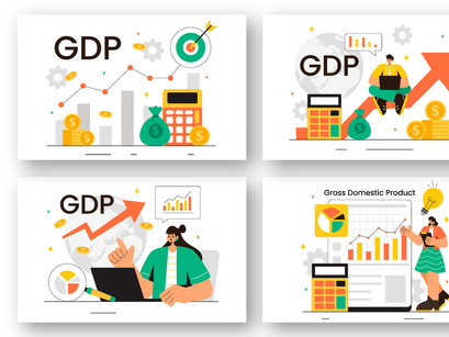 10 GDP or Gross Domestic Product Illustration