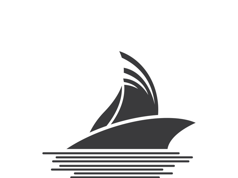 Sailboat boat on sea ocean wave with logo design simple ship