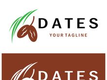 Date palm fruit plant logo design with leaves,seeds and date palm tree isolated background exotic organic plant.