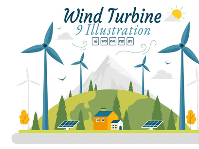 9 Sustainable Wind Turbine Illustration