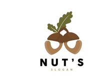 Acorn Logo, Nut Design With Oak Leaves Simple