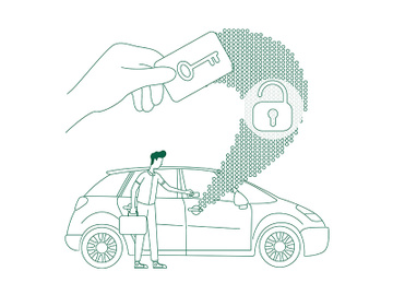 Keycard work, keyless lock opening thin line concept vector illustration preview picture