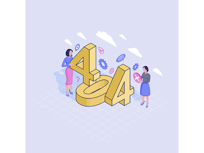 404 helpline service isometric illustration