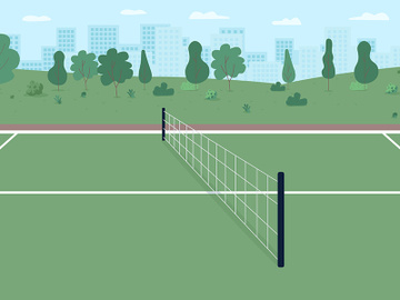 Tennis court flat color vector illustration preview picture