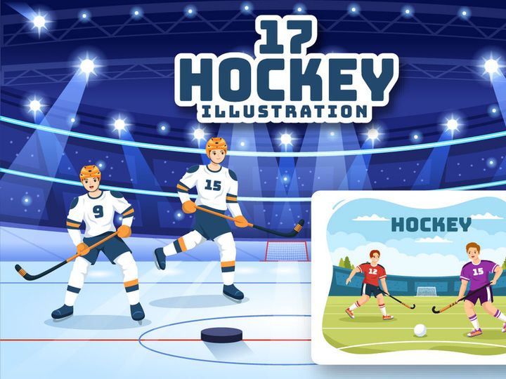 17 Hockey Player Sport Illustration