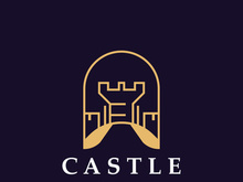 Castle kingdom logo graphic template design, Ancient castle vintage vector