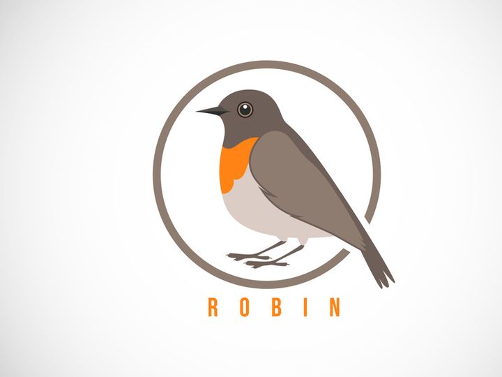 Robin bird in a circle. Robin bird logo design template vector illustration