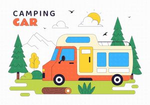 10 Camping Car Vector Illustration