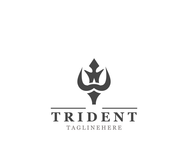 Trident Poseidon Logo, Spear Simple Vintage Template Design