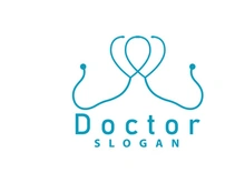 Stethoscope Logo, Simple Line Model Health Care Logo Design
