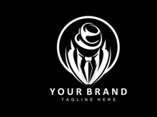 Mafia Logo Design, Tuxedo Suit Icon, Vector Businessman, Logo Detective, Brand Label
