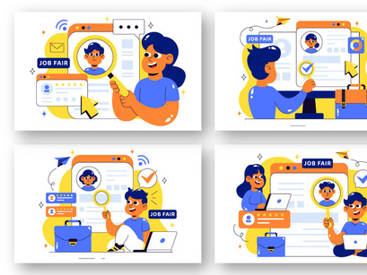10 Online Job Fair Illustration