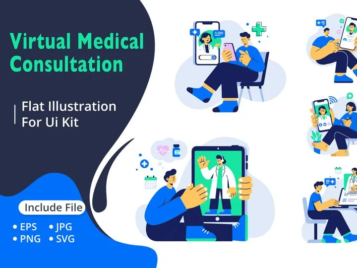 Virtual Medical Consultation Flat Illustration