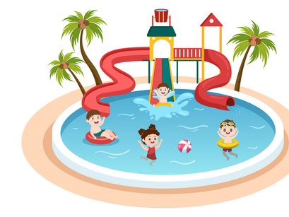 Isolated Children at Water Park Stock Vector - Illustration of drawing,  clipart: 133738915