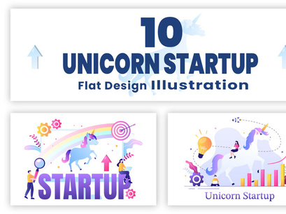 10 Unicorn Business Startup Illustration