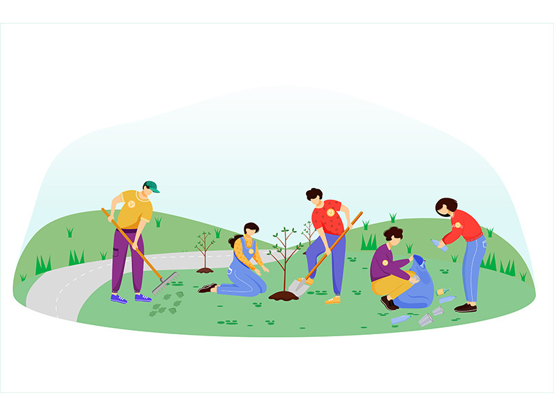 Community work day flat vector illustration