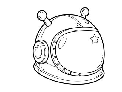 Retro space helmet with star vector illustration flat design