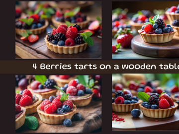 Berries tarts on a wooden table preview picture