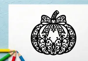 Intricate Halloween Pumpkin Silhouette with Decorative Pattern