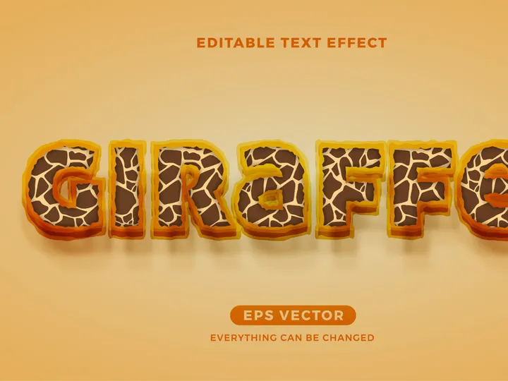 Giraffe editable text effect vector template