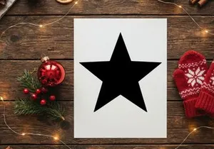 Schwarze Sternform isoliert auf weißem Hintergrund für Grafikdesign und Weihnachtsdekoration