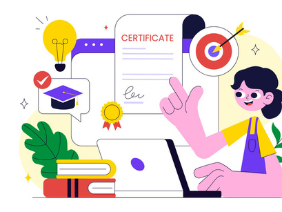 10 Online Course Certificate Program Illustration