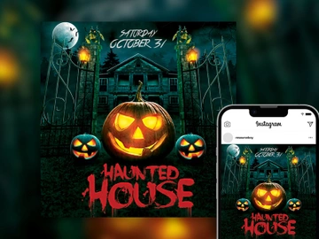 Free Spooky Halloween Night Party Instagram Post Template preview picture